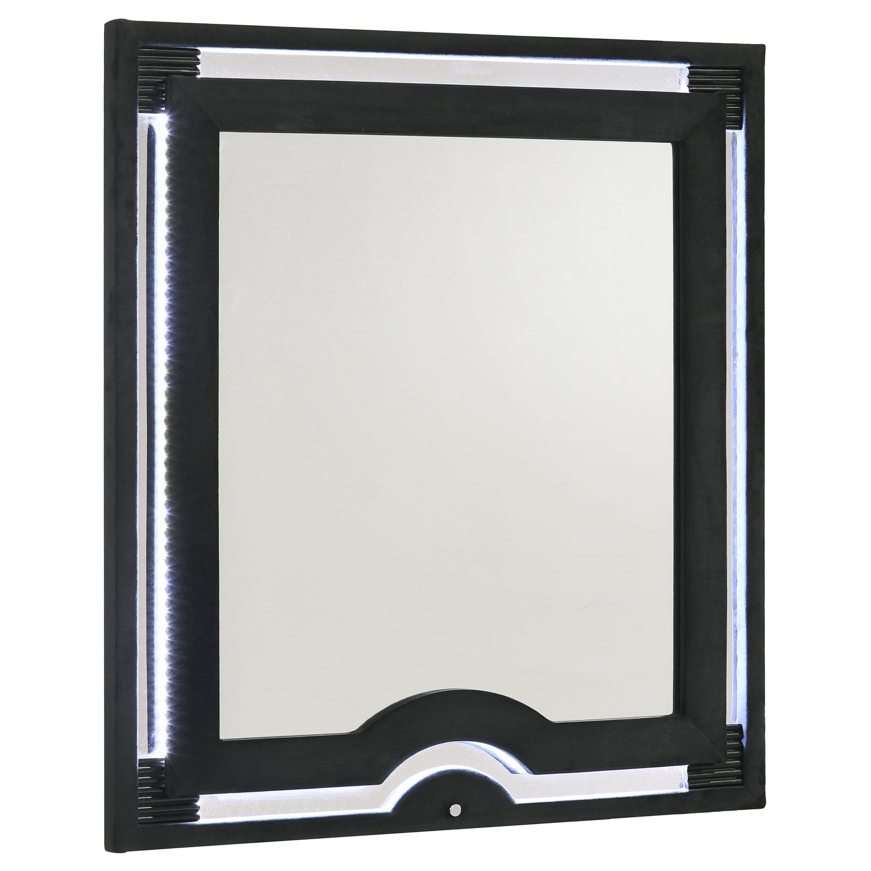 Ravenne Black Velvet Upholstered LED Dresser Mirror - Ornate Home