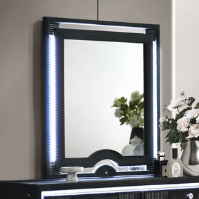 Ravenne Black Velvet Upholstered LED Dresser Mirror - Ornate Home