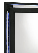 Ravenne Black Velvet Upholstered LED Dresser Mirror - Ornate Home