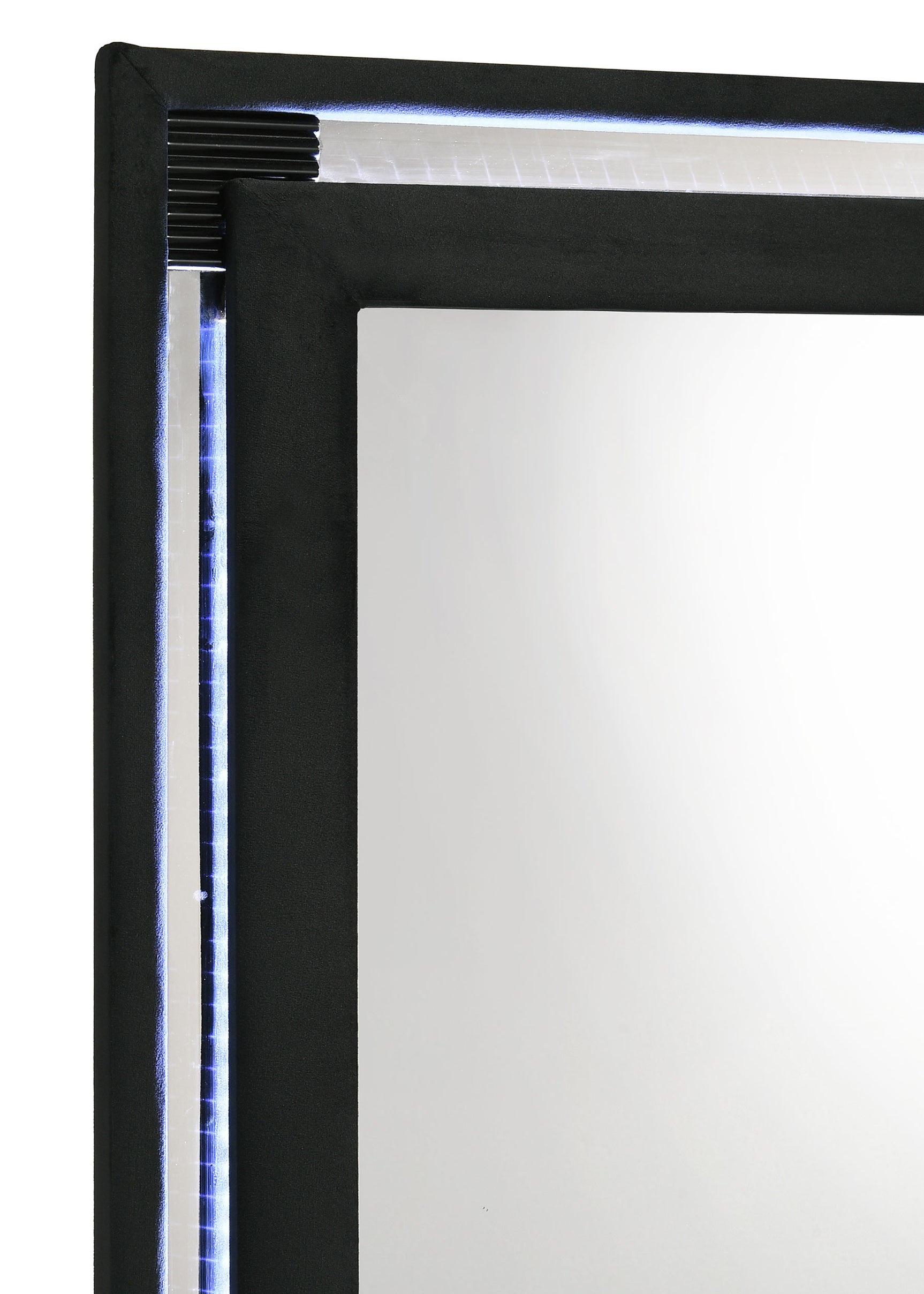Ravenne Black Velvet Upholstered LED Dresser Mirror - Ornate Home