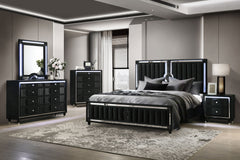 Ravenne Black Velvet Upholstered LED Dresser Mirror - Ornate Home
