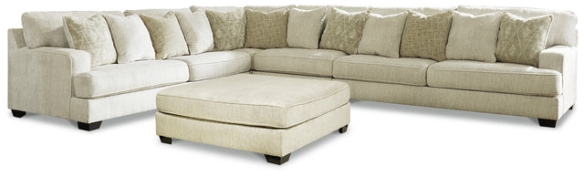 Rawcliffe Parchment 4-Piece Sectional with Ottoman (Online Special Price) - Ornate Home