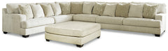 Rawcliffe Parchment 4-Piece Sectional with Ottoman - Ornate Home