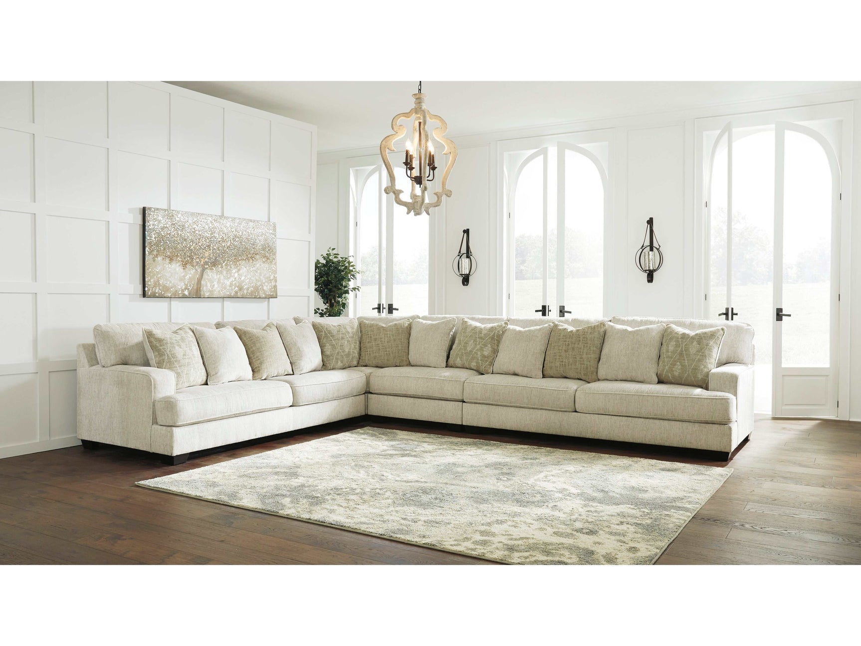 Rawcliffe Parchment 4pc Sectional Sofa (Online Special Price) - Ornate Home