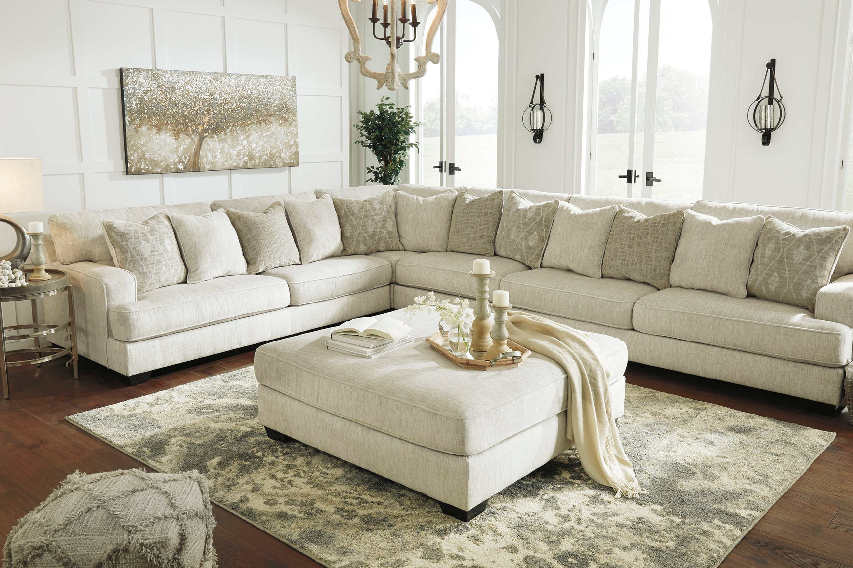 Rawcliffe Parchment 4pc Sectional Sofa (Online Special Price) - Ornate Home