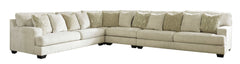Rawcliffe Parchment 4pc Sectional Sofa w/ Ottoman - Ornate Home