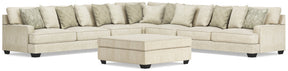 Rawcliffe Parchment 5-Piece Sectional and Oversized Ottoman (Online Special Price) - Ornate Home
