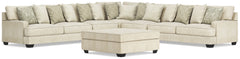Rawcliffe Parchment 5-Piece Sectional and Oversized Ottoman - Ornate Home