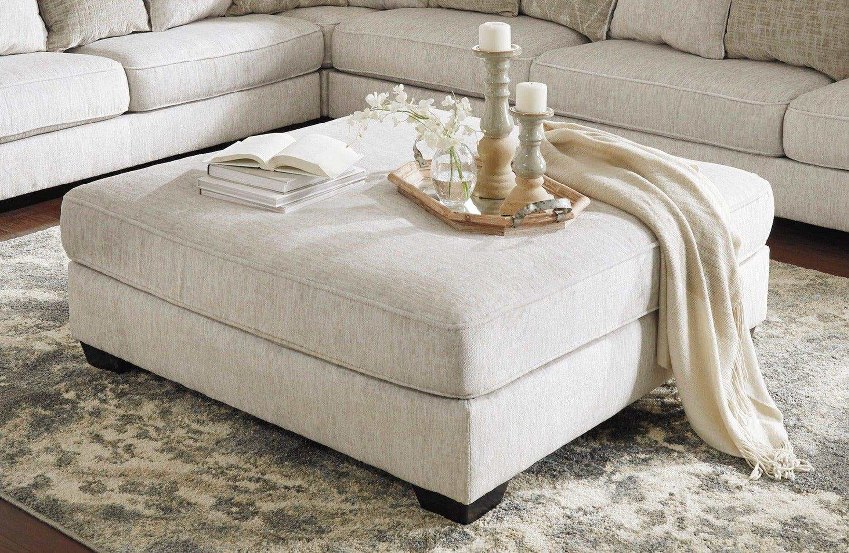 Rawcliffe Parchment Oversized Accent Ottoman (Online Special Price) - Ornate Home