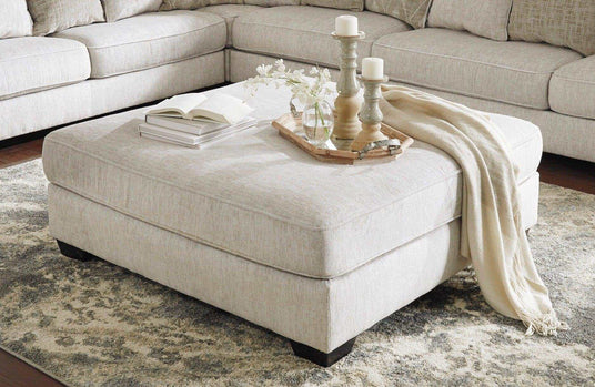 Rawcliffe Parchment Oversized Accent Ottoman (Online Special Price) - Ornate Home