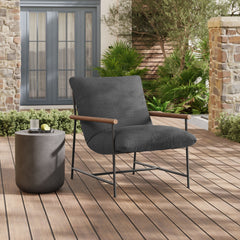 Raya Charcoal Outdoor Patio Boucle Sling Lounge Chair - Ornate Home