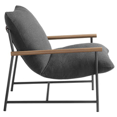 Raya Charcoal Outdoor Patio Boucle Sling Lounge Chair - Ornate Home