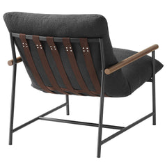 Raya Charcoal Outdoor Patio Boucle Sling Lounge Chair - Ornate Home