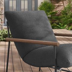 Raya Charcoal Outdoor Patio Boucle Sling Lounge Chair - Ornate Home