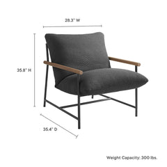 Raya Charcoal Outdoor Patio Boucle Sling Lounge Chair - Ornate Home