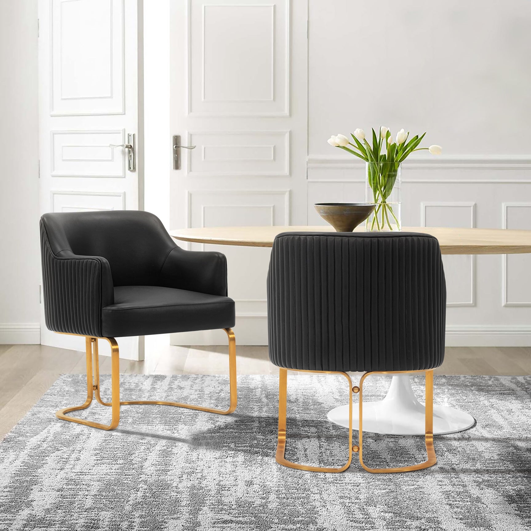 Raya Dining Armchair in Black (set of 2) - Ornate Home