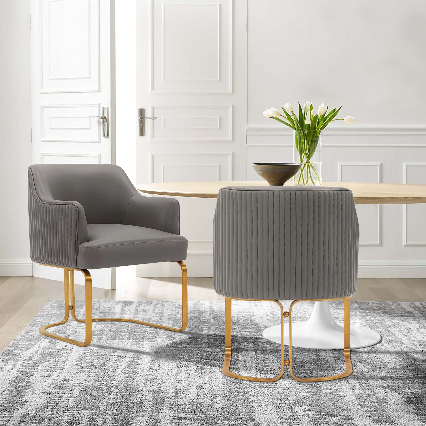 Raya Dining Armchair in Taupe (set of 2) - Ornate Home