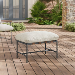 Raya Ivory Outdoor Patio Boucle Ottoman - Ornate Home