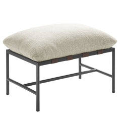 Raya Ivory Outdoor Patio Boucle Ottoman - Ornate Home