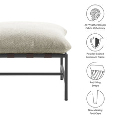 Raya Ivory Outdoor Patio Boucle Ottoman - Ornate Home
