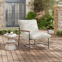 Raya Ivory Outdoor Patio Boucle Sling Lounge Chair - Ornate Home