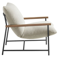 Raya Ivory Outdoor Patio Boucle Sling Lounge Chair - Ornate Home