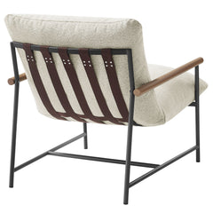Raya Ivory Outdoor Patio Boucle Sling Lounge Chair - Ornate Home