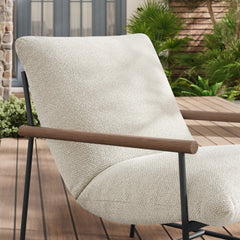 Raya Ivory Outdoor Patio Boucle Sling Lounge Chair - Ornate Home