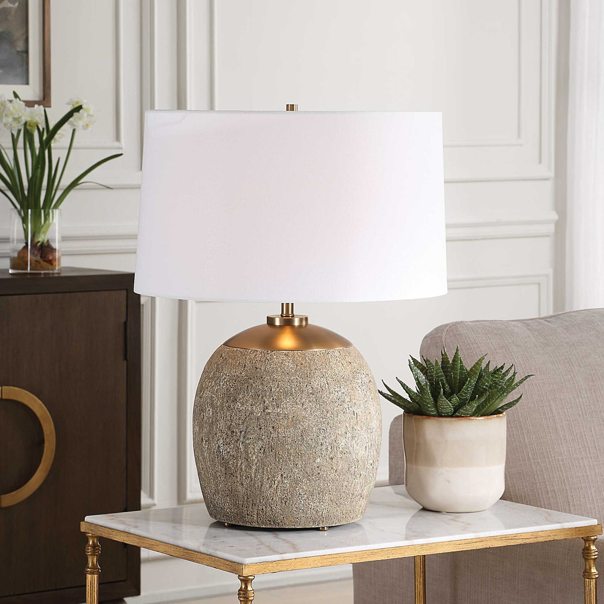 Raylan Brown Textured Table Lamp - Ornate Home