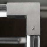 Rayleigh Polished Stainless Steel/Grey Fabric Canopy King Bed - Ornate Home