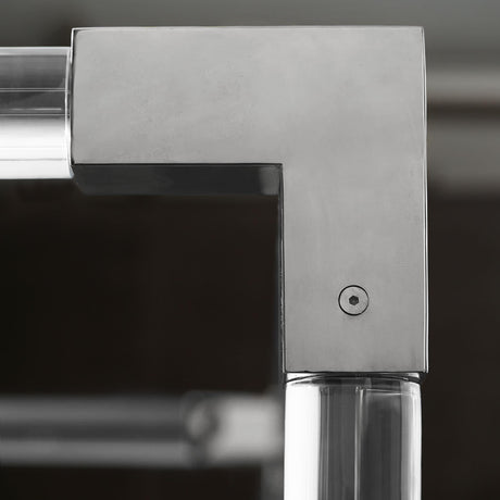 Rayleigh Polished Stainless Steel/Grey Fabric Canopy King Bed - Ornate Home