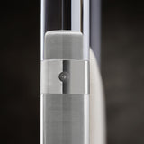 Rayleigh Polished Stainless Steel/Grey Fabric Canopy King Bed - Ornate Home