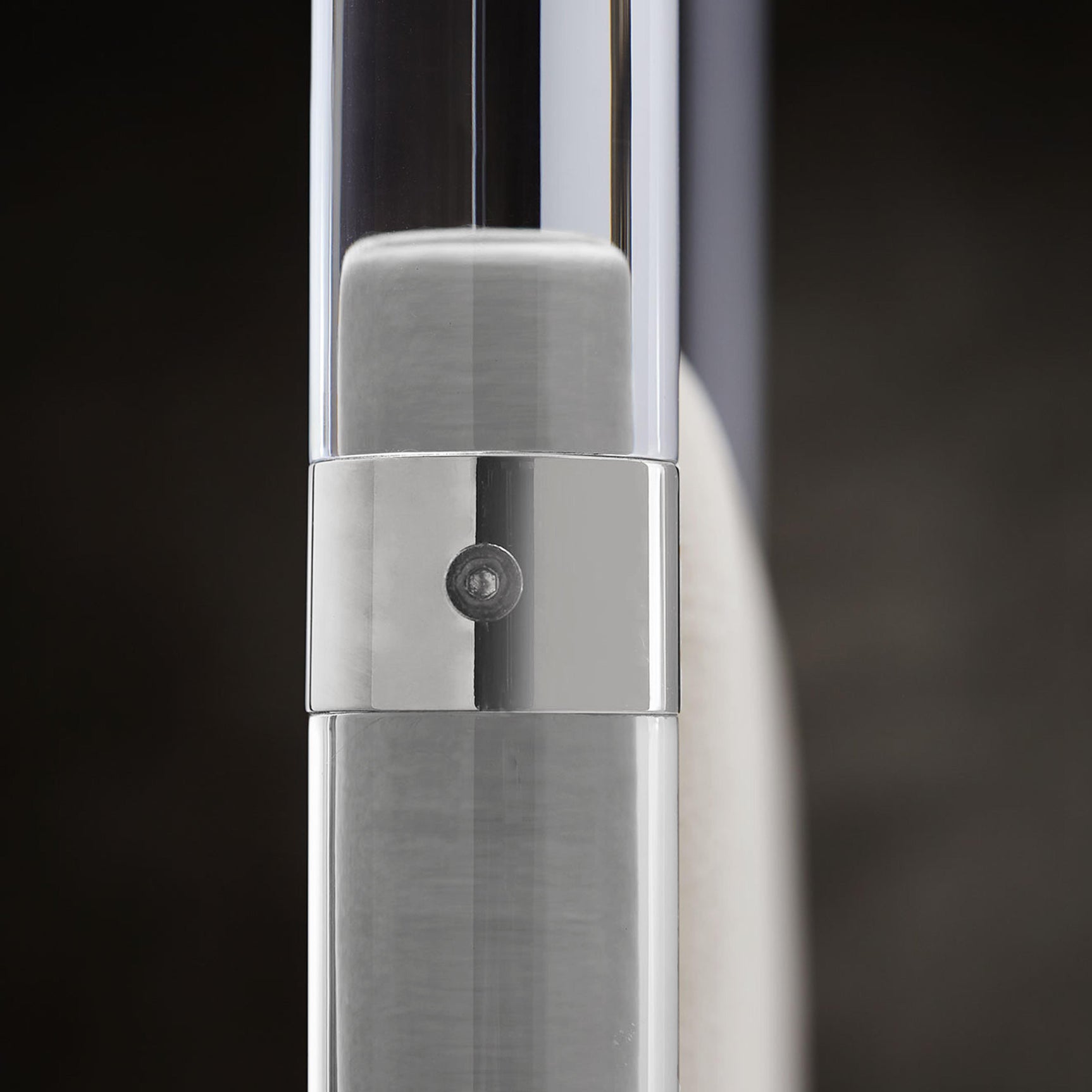 Rayleigh Polished Stainless Steel/Grey Fabric Canopy King Bed - Ornate Home