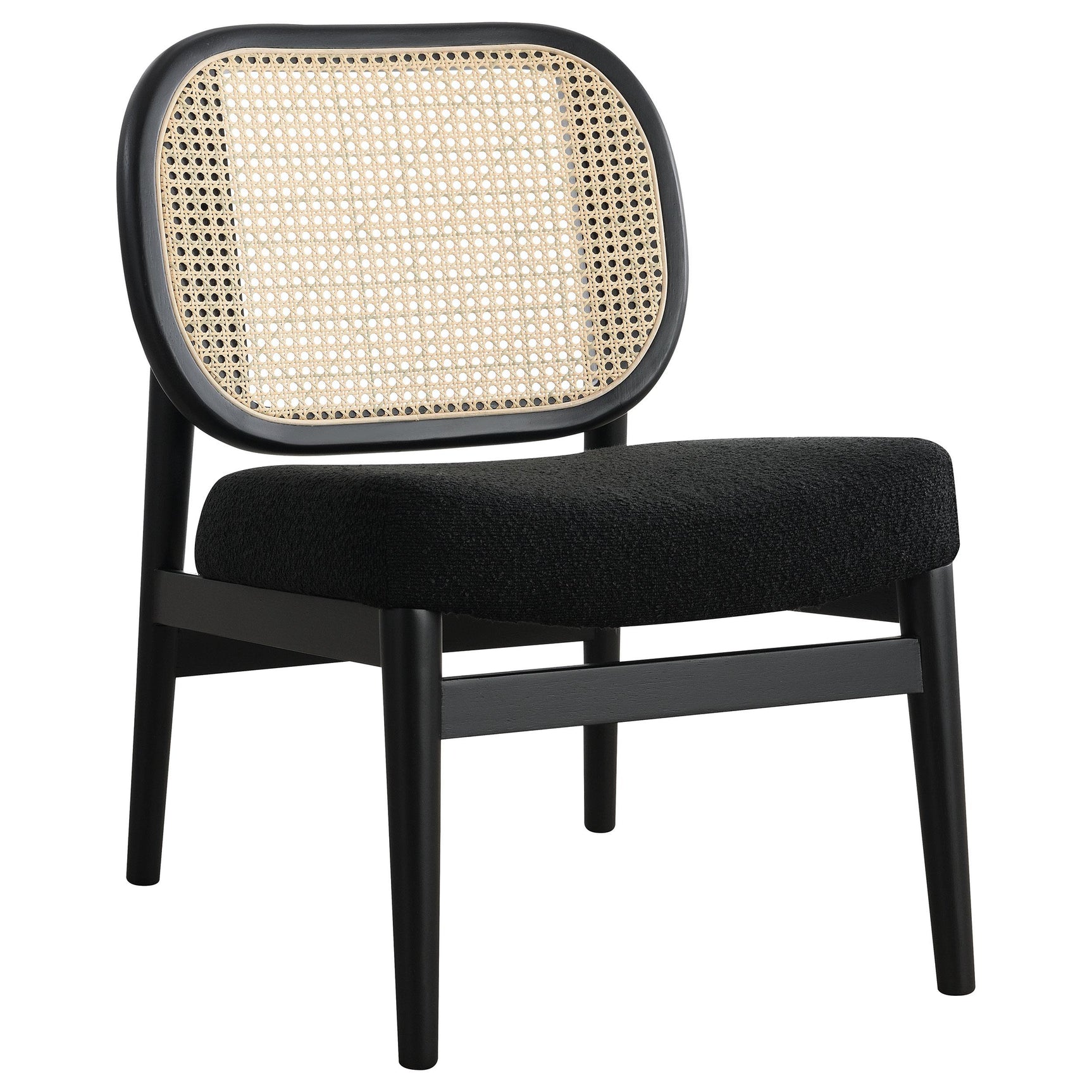 Rayo Black Rattan Cane Back Accent Chair with Padded Seat - Ornate Home