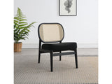 Rayo Black Rattan Cane Back Accent Chair with Padded Seat - Ornate Home