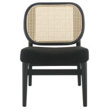 Rayo Black Rattan Cane Back Accent Chair with Padded Seat - Ornate Home