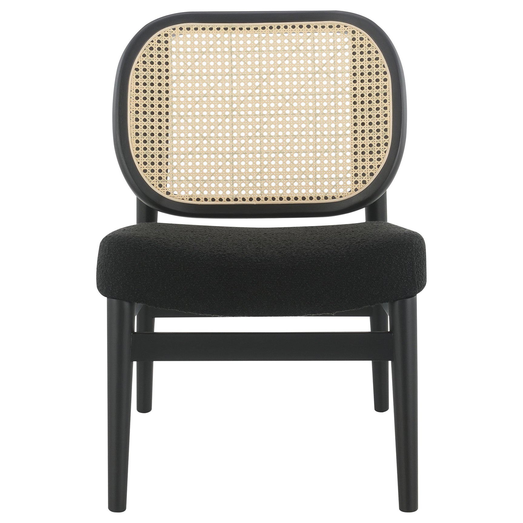 Rayo Black Rattan Cane Back Accent Chair with Padded Seat - Ornate Home