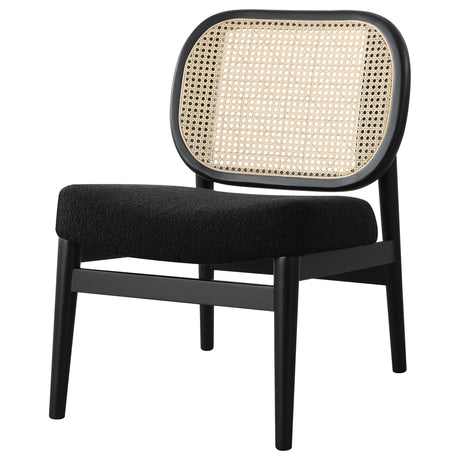 Rayo Black Rattan Cane Back Accent Chair with Padded Seat - Ornate Home