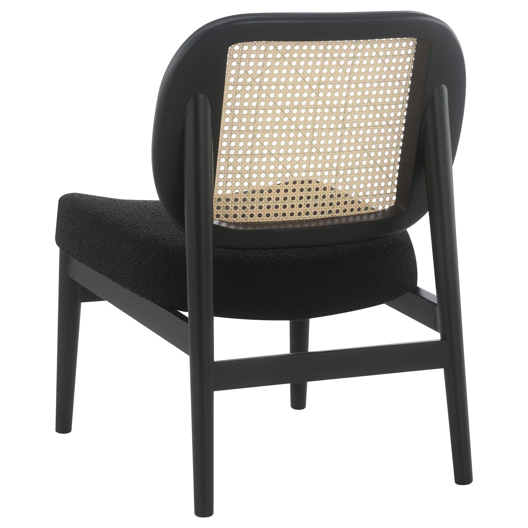 Rayo Black Rattan Cane Back Accent Chair with Padded Seat - Ornate Home