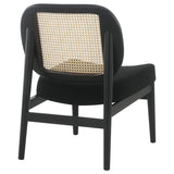 Rayo Black Rattan Cane Back Accent Chair with Padded Seat - Ornate Home