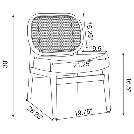 Rayo Camel Rattan Cane Back Accent Chair with Padded Seat - Ornate Home