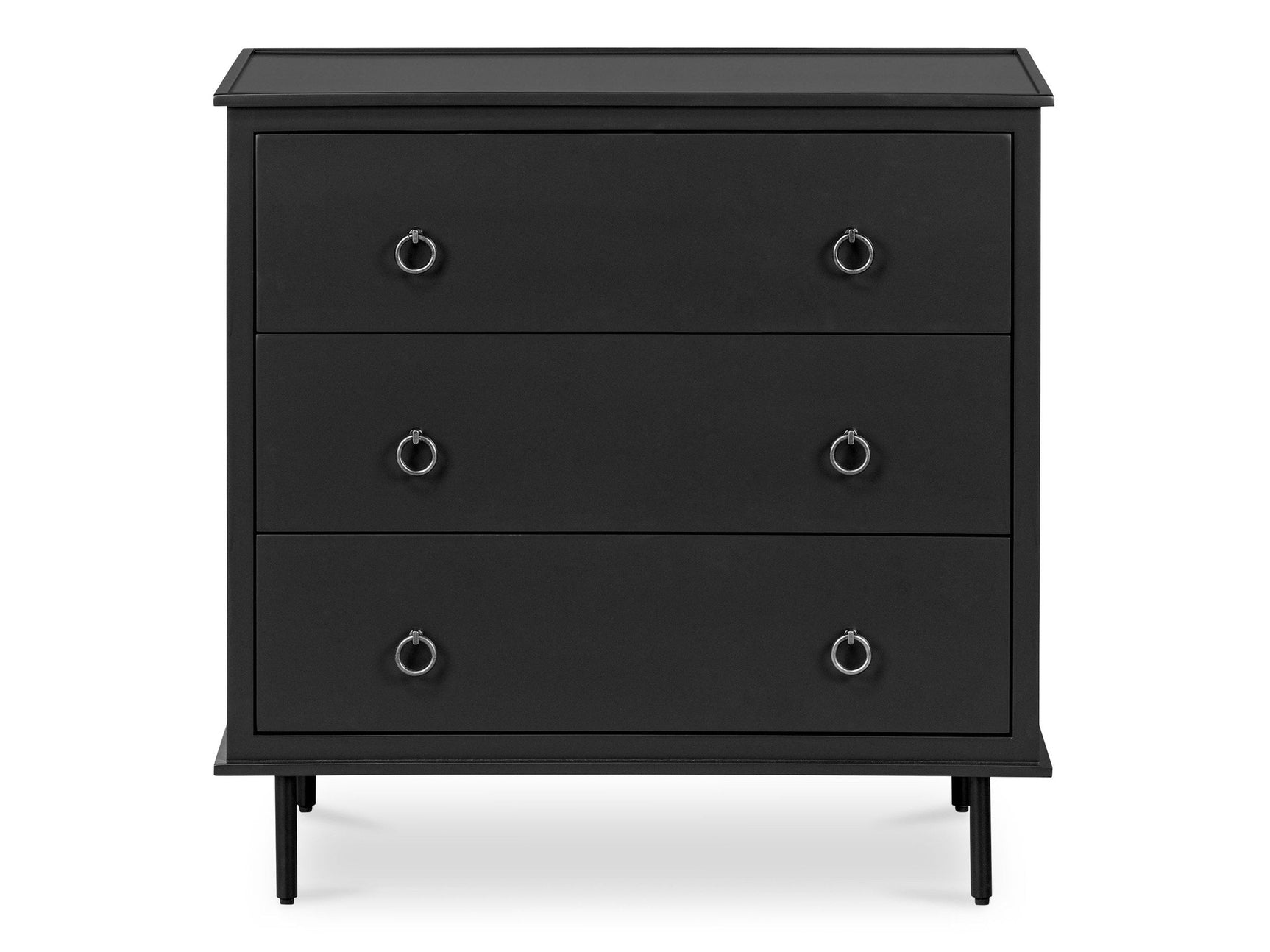 Reagan Black 3 Drawer Nightstand - Ornate Home