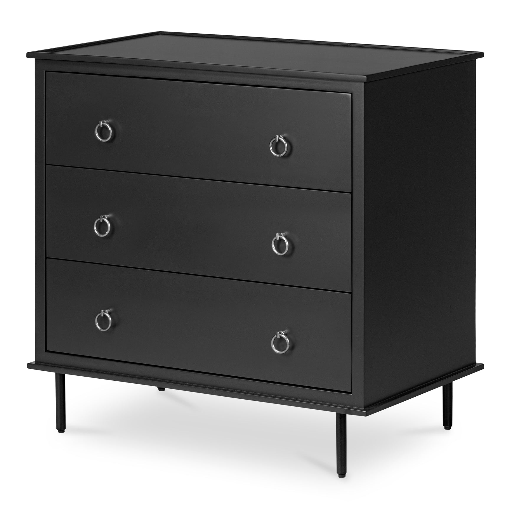 Reagan Black 3 Drawer Nightstand - Ornate Home