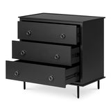 Reagan Black 3 Drawer Nightstand - Ornate Home