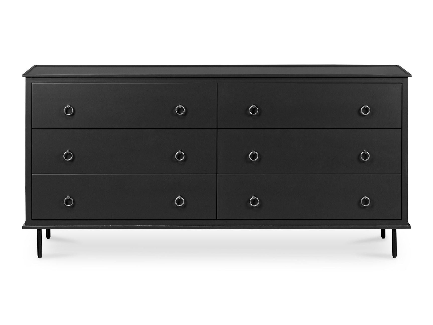 Reagan Black 6 Drawer Dresser - Ornate Home