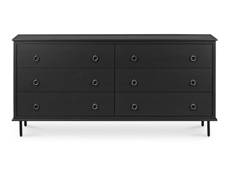 Reagan Black 6 Drawer Dresser - Ornate Home