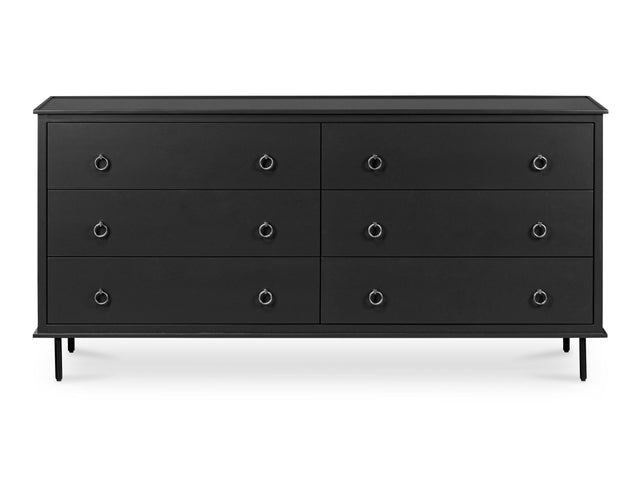 Reagan Black 6 Drawer Dresser - Ornate Home