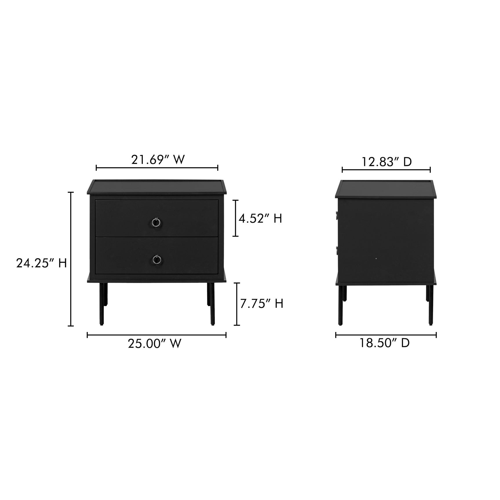 Reagan Black Nightstand - Ornate Home