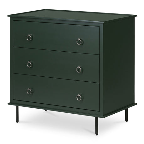 Reagan Deep Green 3 Drawer Nightstand - Ornate Home
