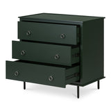 Reagan Deep Green 3 Drawer Nightstand - Ornate Home